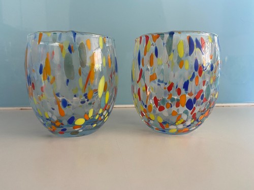 2 x vintage Murano Glasses Drinking Tumblers Millefiori no.2 1970s - Picture 2 of 2
