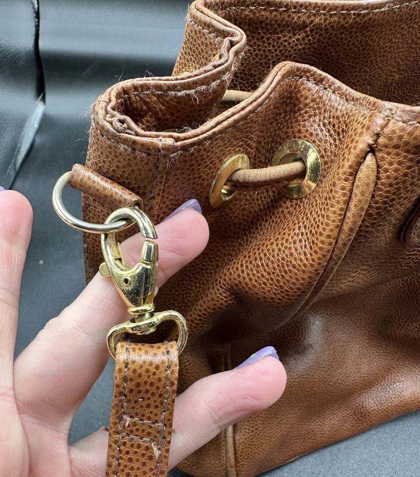 Vintage Giorgio Beverly Hills Brown Leather Satchel Handbag Purse Crossbody Bag - Image 4 of 4