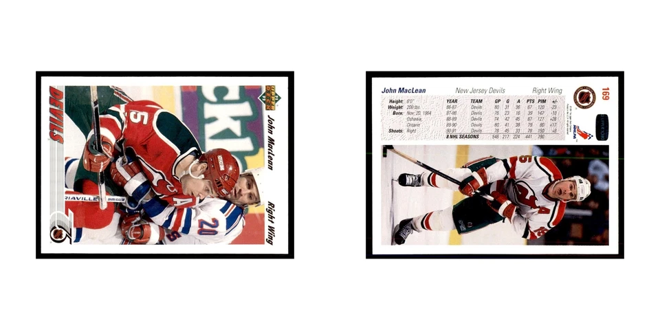 Cartões de hóquei 1991 Upper Deck John MacLean #169 - Imagem 3 de 3
