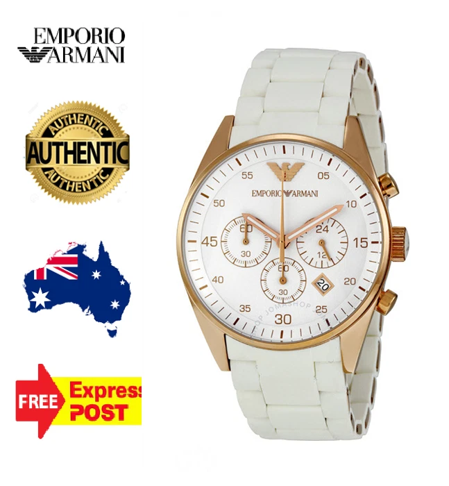 NEW EMPORIO ARMANI SPORTIVO AR5919 WHITE ROSE GOLD WHITE SILICONE MENS WATCH