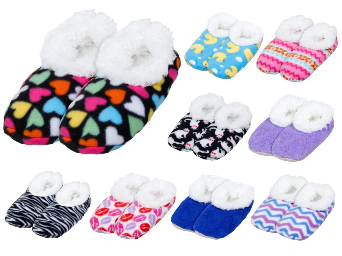 Warm Cuddly House Shoes Snoozies Slippers Lined Ladies Slippers Motif