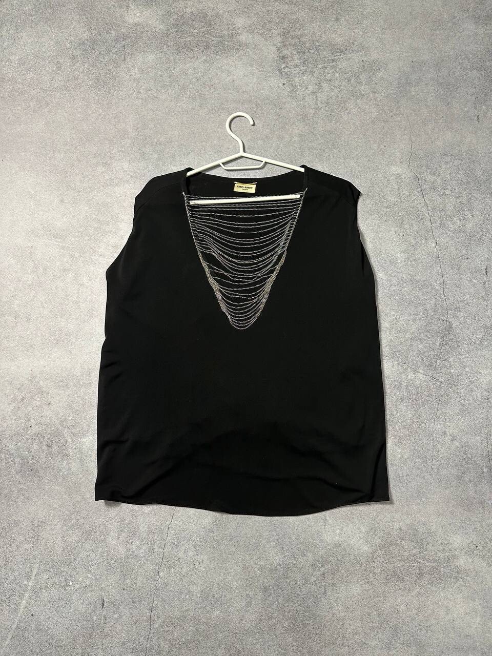 Camicia Saint Laurent in viscosa nera con catena (collezione 2015)