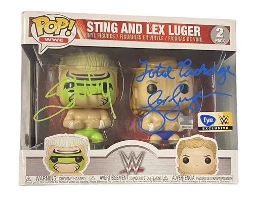 JSA Autographed Sting & Lex Luger WWE Funko Pop 2 pack FYE Exclusive signed WCW