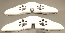 New Pair of Support Feet for a Pet Gate 12" Paw Pattern White Wood Set of Two