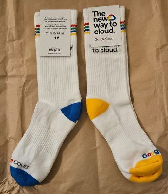 (Lot of 2 pairs) Google Cloud Gcloud Cotton Sock Sock Club Rainbow Made in USA