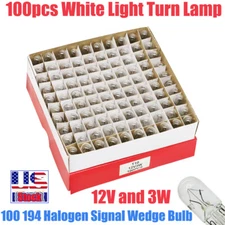 100 PCS 194 Halogen Signal Wedge Bulb T10 12V 168 White Light Turn Lamp Marker