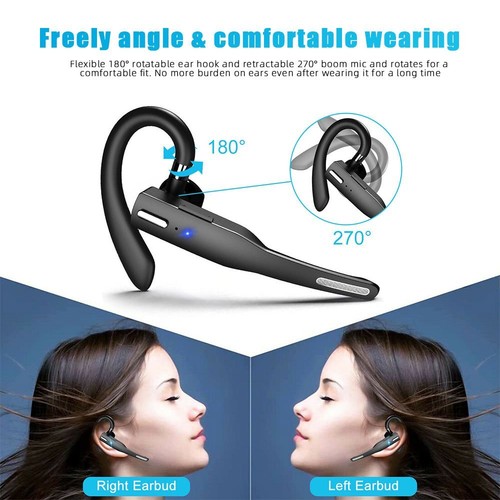 Trucker Wireless Headset Bluetooth 5.1 Earpiece Dual Mic Earbud Noise Cancelling - Picture 6 of 15