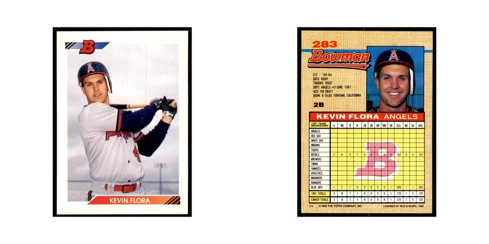 1992 Bowman Kevin Flora Baseball Cards #283 - Image 3 of 3