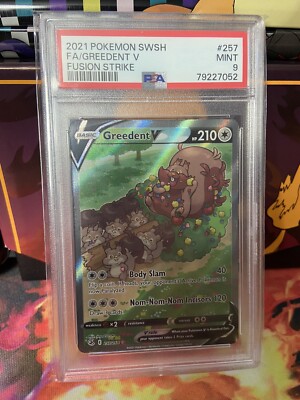 greedent v pokemon card 217/264 Full Art Ultra Rare holofoil pattern or surface detail) PSA 9 MINT FA Greedent