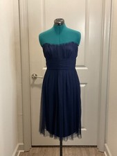 Vera Wang Maids Formal Dress Sz 10 Blue Tulle Strapless Wedding Prom Cocktail