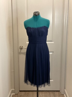 Vera Wang Maids Formal Dress Sz 10 Blue Tulle Strapless Wedding Prom Cocktail