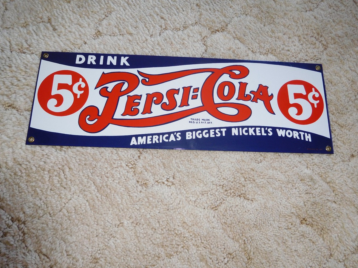 PEPSI ヴィンテージサイン Pepsi Cola 5 cent Porcelain sign | eBay