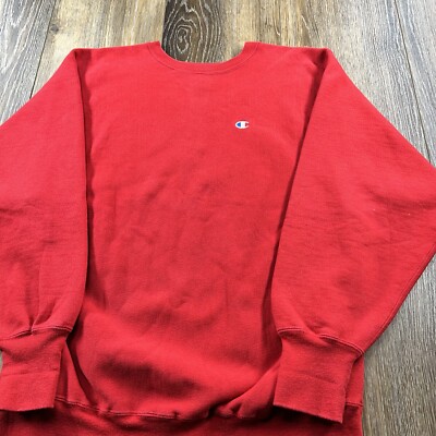 Vintage Champion Reverse Weave Sweatshirt Mens XL Red Embroidered