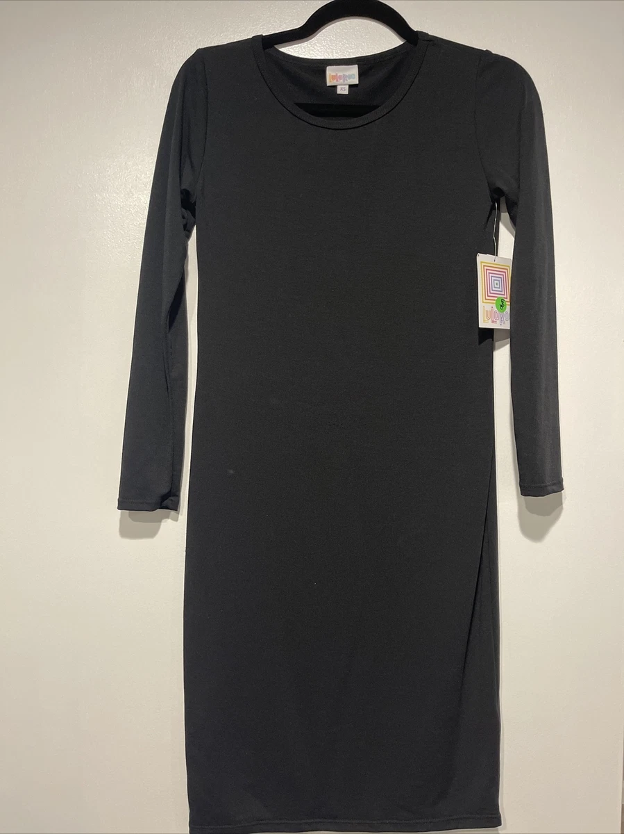 LULAROE LLR DEBBIE SIZE XS KNEE LENGTH BLACK DRESS 640