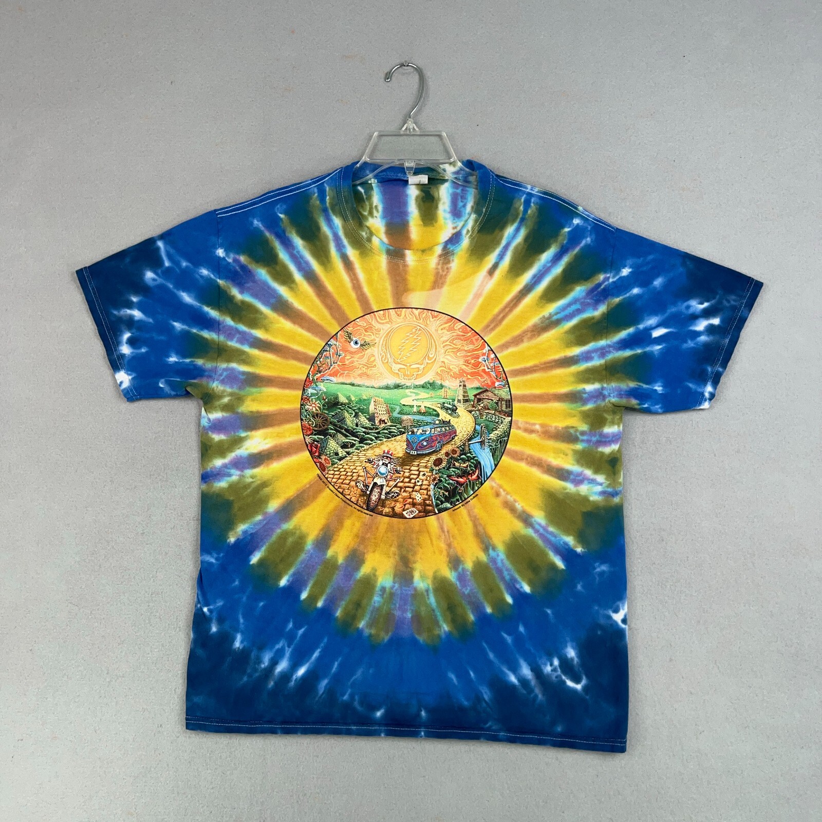 Grateful Dead Adult Medium Blue Yellow Tie Dye Sunrise Golden Road Dubois Shirt