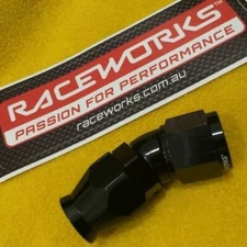 Raceworks RWF-207-10BK 10AN PTFE 200 Series Swivel hose end 30 Deg AN-10 Black