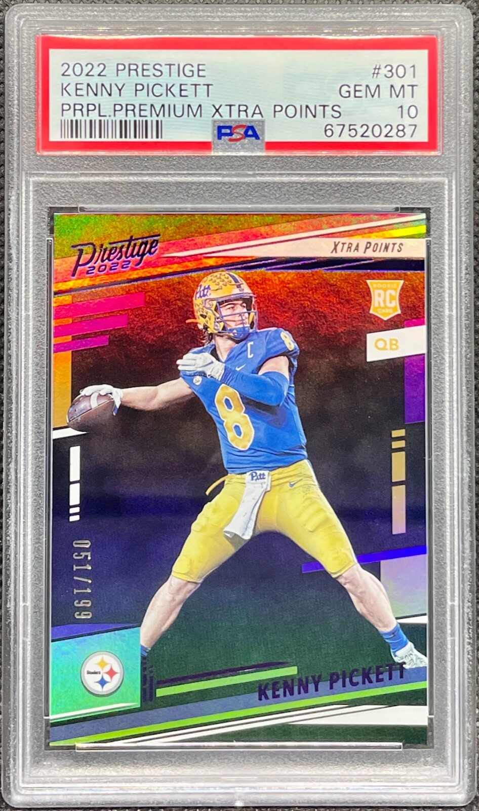 Kenny Pickett Panini Prestige #301 Purple Premium Xtra Points