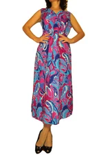 Marina Rinaldi Max Mara Italy Midi Dress Y2K Vntg Cotton Resort Size 17 10-12