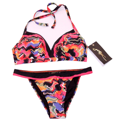 GOTTEX Multi Print BIKINI Halter Top SWIM Set 12