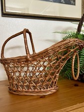Vintage Wicker Basket Wine Bottle Holder Carrier, Gift Basket