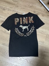 Women's Pink By Victoria's Secret T-shirt Size S Bling Sequin Top