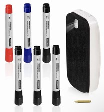 Erasable Glass Markers for Acrylic White Board, 2-in-1 Liquid Whiteboard Pens 6P