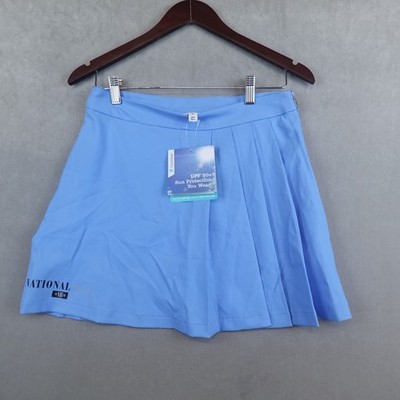 Coolibar Skort Womens 6 Blue Pin High Golf Skirt Travel Resort UPF 50+ Stretch