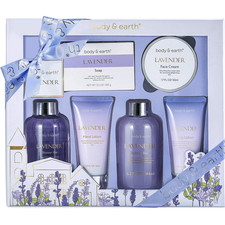 Body Earth Spa Gift Sets for Women, 6 Pcs Lavender Relaxing Bath and Body Set,Be