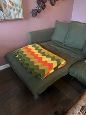 Hand Crocheted Granny Afghan 82 x 64 Scalloped Throw Blanket Multicolor Retro