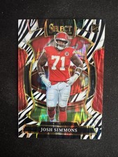 2025 Panini Select - Concourse Josh Simmons #8 Zebra Shock Prizm (RC)