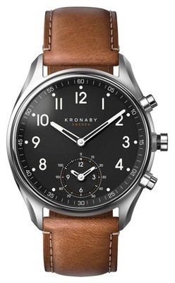 Kronaby APEX Hybrid Smartwatch (43mm) Black Dial / Brown Italian Leather