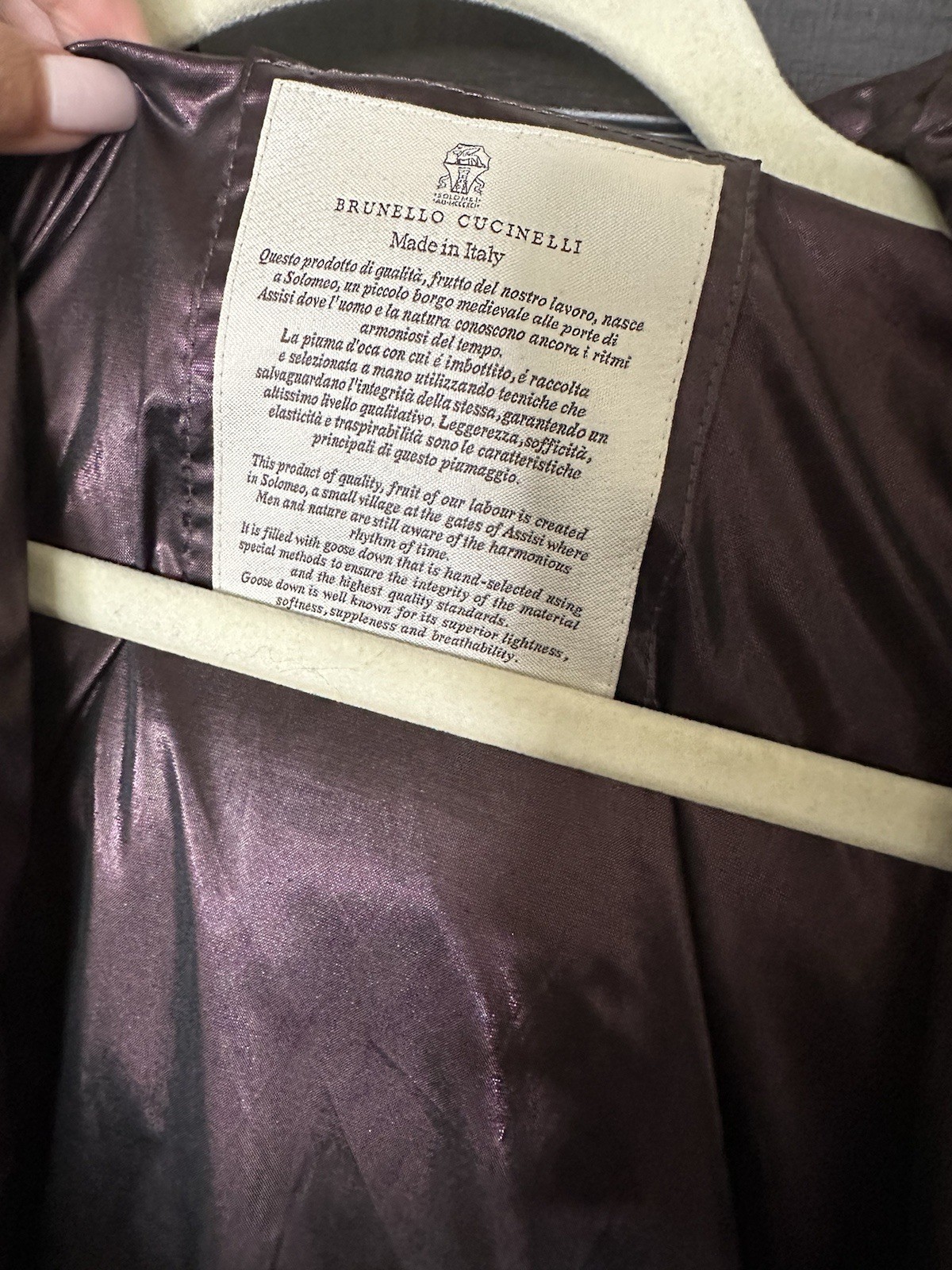 RARE Brunello Cucinelli Women Down Jacket Burgundy Plaid With Monili Size 38 image 7