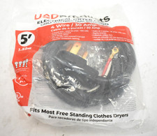 Clothes Dryer Power Cord 4 Prong Wire 30 AMP 5' Foot 10/4 Gauge Wire Heavy Duty