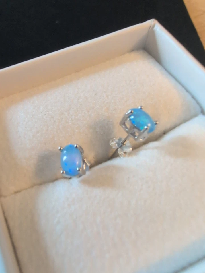 Подлинный австралийский черный опал 925 пробы с заклепками защитная смола повседневная одежда - Изображение 4 из 4