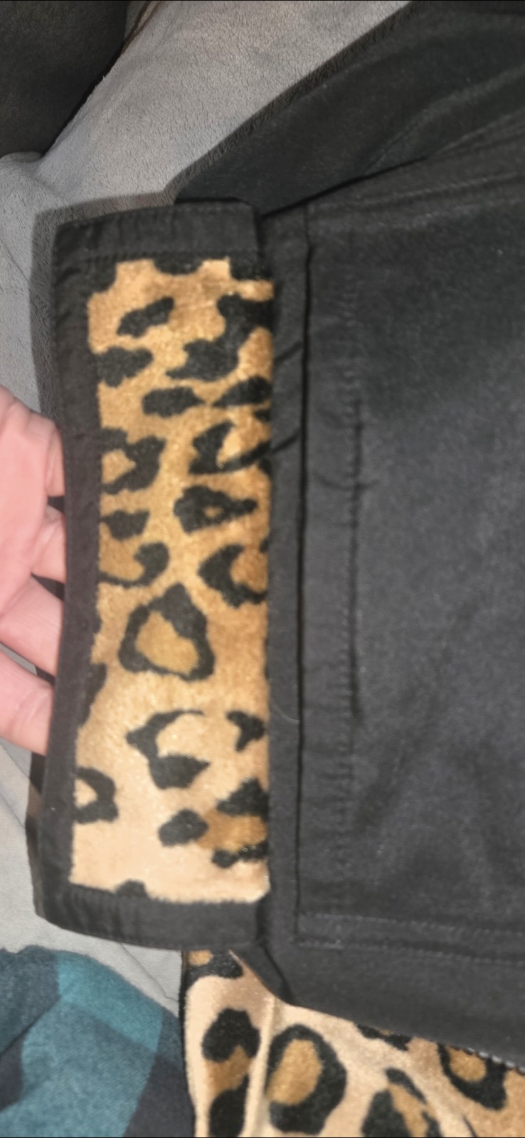 Reversible Leopard Print Black Jacket Full Zip Po… - image 3