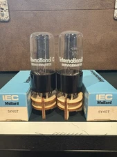 Match Pair IEC Mullard 5Y4GT Dark Plate HALO Rectifier Tubes TV7 Test NOS NIB🎼