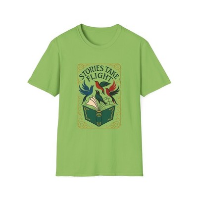 Unisex Softstyle T-Shirt Fantasy Emerald Book Birds Flying Magical Story Tee