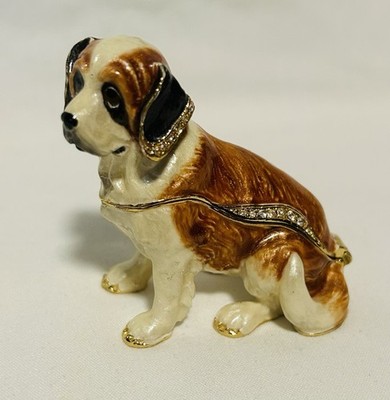 Jeweled Enameled St. Bernard Trinket/Ring/Pill Box Rucinni Brand Nice!