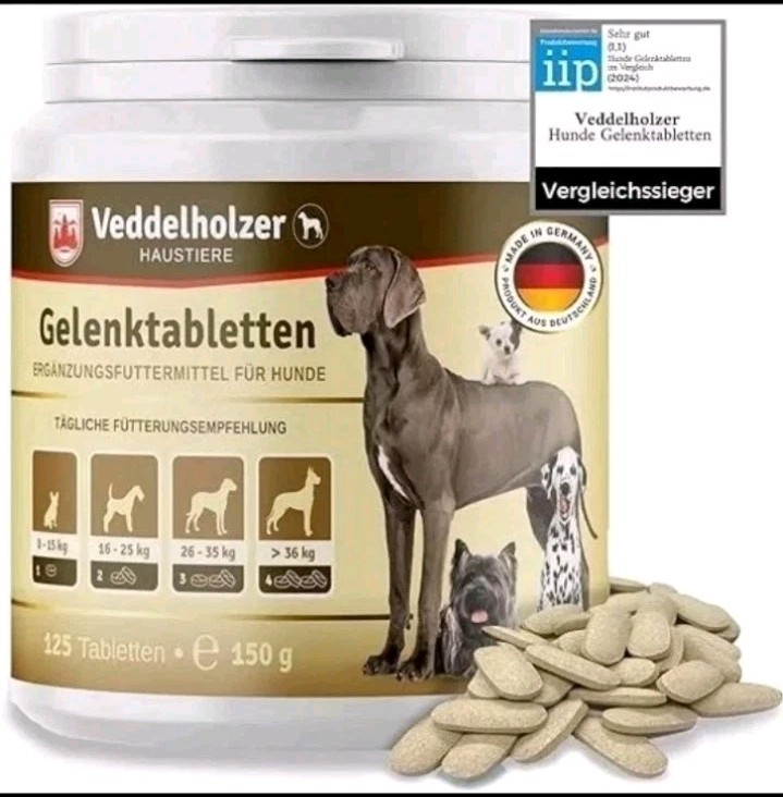 125 Dog Joint Tablets -Veddelholzer- Supplements Hip & Joint Care Dogs Free P&P
