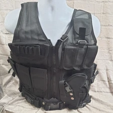 Military Tactical Molle Vest with G Holster Army Combat Carrier Ammo Pockets