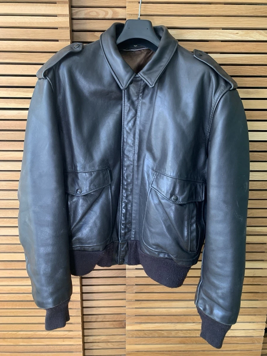 Chaqueta de Vuelo de Cuero Schott De Colección 184SM / 684SM Marrón Talla 48 EE. UU. XXL
