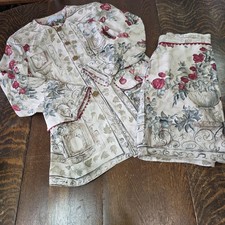 Vintage Platinum Dorothy Schoelen Botanical Floral Blazer Skirt Set Size M