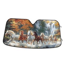 Running Horses Car Windshield Sun Shade Front Window Folding Auto Sunshade