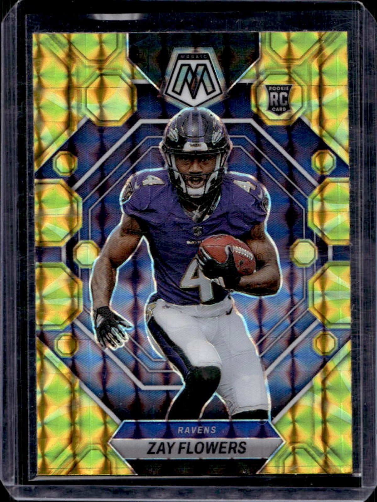 2023 Mosaic Zay Flowers RC Reactive Yellow Rookie #380 Ravens