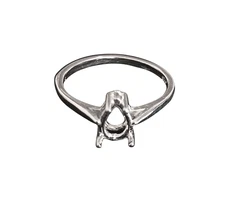 7x5 9X6 mm Pear Setting Prong Ring, Solid Sterling Silver Size 5-8 Pre-Notched