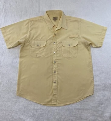 Haband Travelers Men’s Shirt L Butter Yellow Pearl Snap Short Sleeve Casual - Image 1 of 4