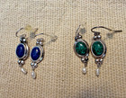 2 Pair of Earrings Lapis with Pearls and Jade with Pearls  — photo 2