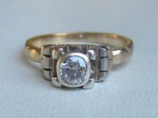 Antique Art Deco Silver Topped 14K Diamond Ring Circa 1925