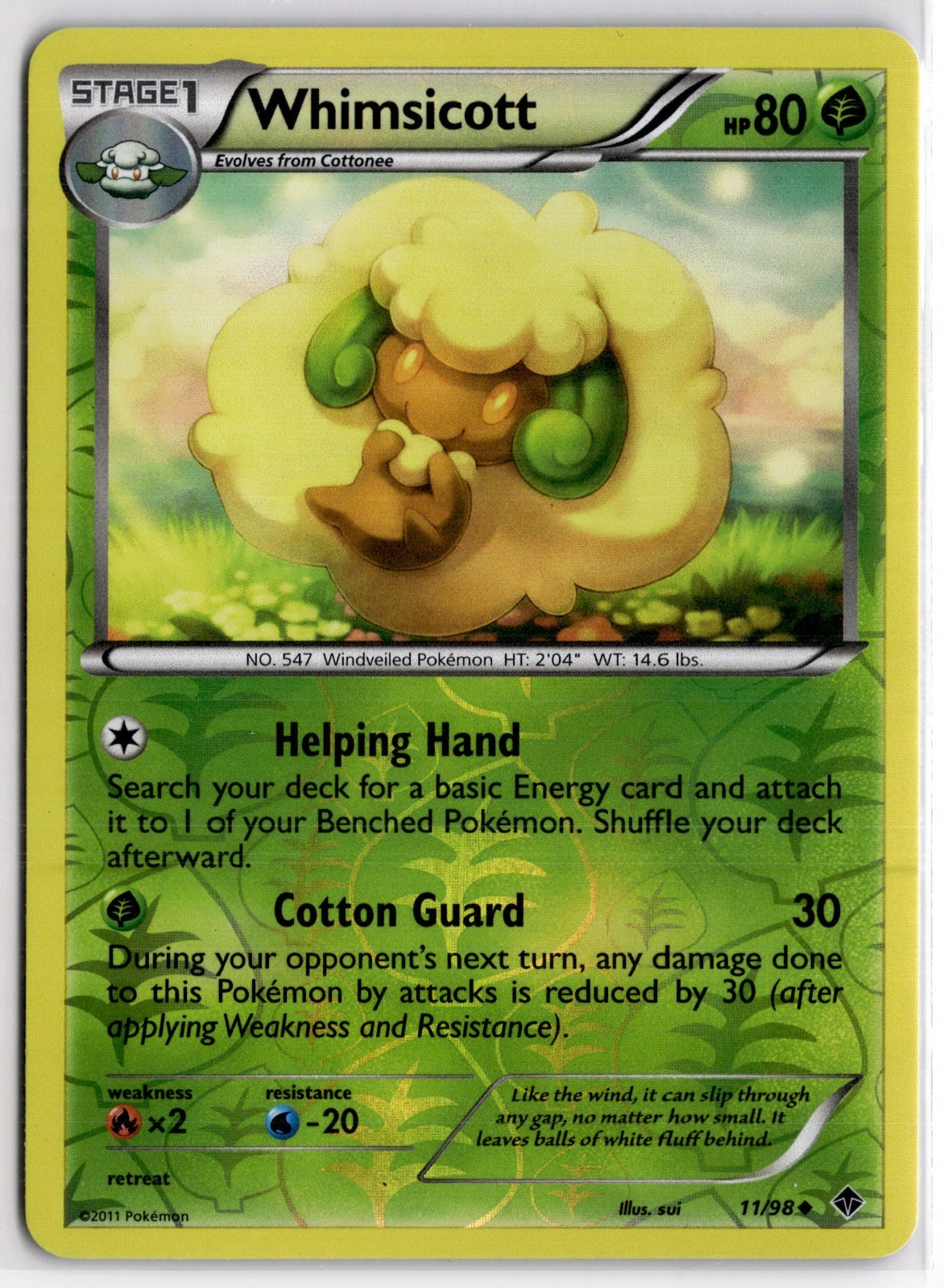 Whimsicott 11/98 B&W Emerging Powers Reverse Holo Uncommon Pokemon Card