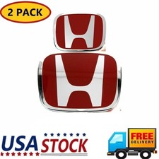2pcs Fit For Honda Civic Sedan Coupe Lx Si Ex 06-15 Frontrear Red Badge Emblem 2pcs Fit For Honda Civic Sedan Coupe Lx Si Ex 06-15 Frontrear Red Badge Emblem